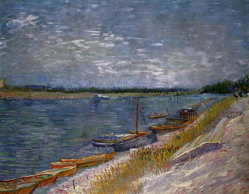 Vincent van Gogh View of a River with Rowing Boats